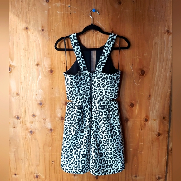 W118 By Walter Baker Reba Black & White Leopard Patterned Fit & Flare Dress - Picture 2 of 13